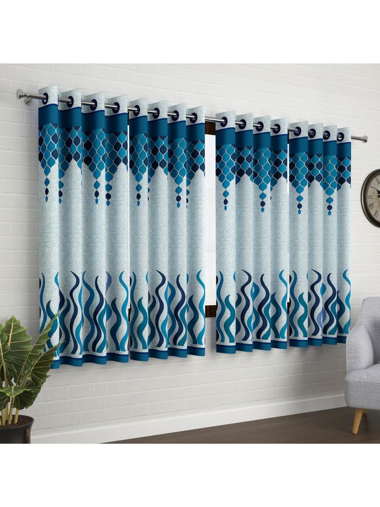 Story@Home Sky Blue & Blue Abstract 4 Pc Window Curtain 5 Feet (Pack of 4)-picture-16