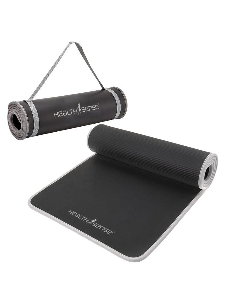 HealthSense Yoga Mat For Exercise Gym Mat For Home Workout With Carry Strap NBR-YM602