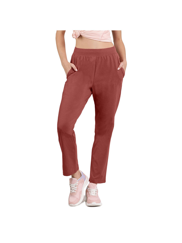 Amante Maroon Mid Rise Full Length Energize Flexi Track Pant-image-3