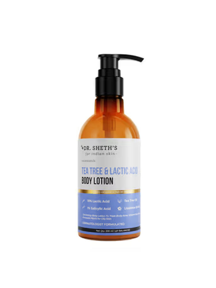 Dr. Sheth's Tea Tree & Lactic Acid Body Lotion Provides Even Skin Tone, Reduce Body Acne