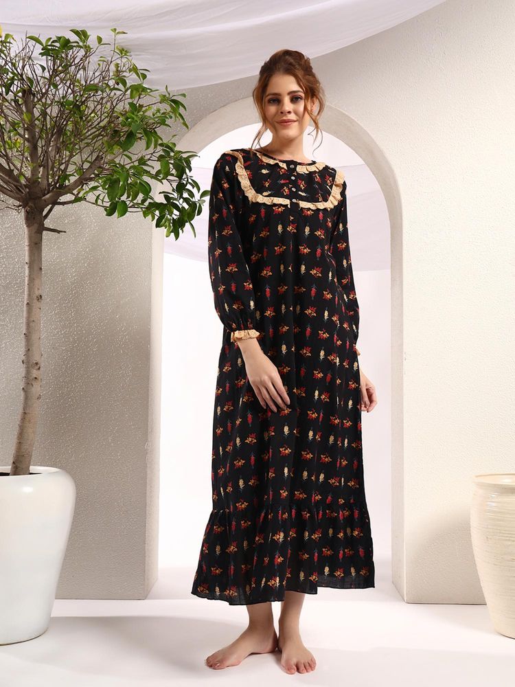 SEPHANI Black Floral Nighty-picture-19