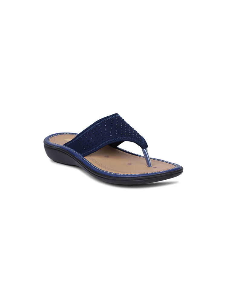 Bata Women Casual Navy Blue Slip-On Sandals-image-0