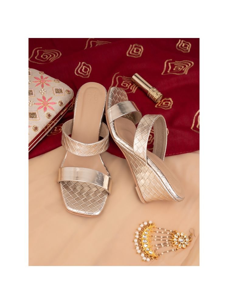 Hydes N Hues Women Gold Wedges Heels-image-32