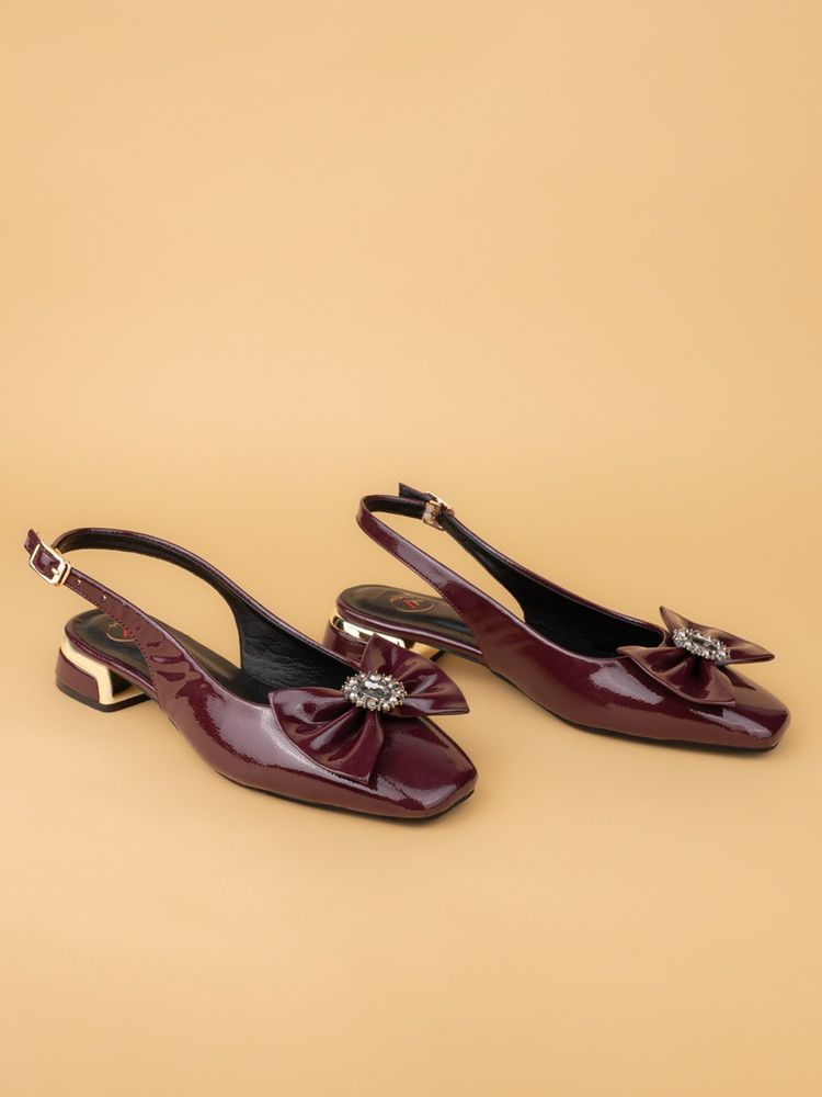 Alberto Torresi Elegant Maroon Patent Slingback Sandal Heels-image-30