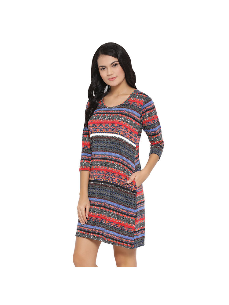 Clovia Cotton Rich Printed Short Night Dress In Multi-Color-picture-28
