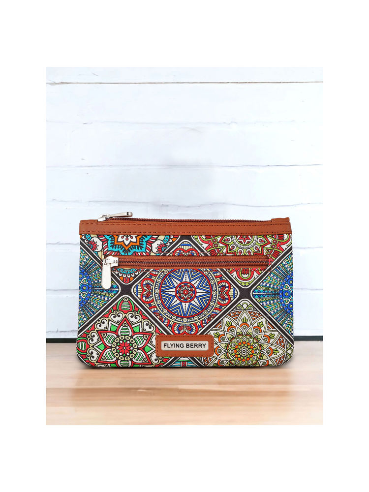 FLYING BERRY Multi Printed Handicraft Fabric & Vegan Leather Pouch-image-5