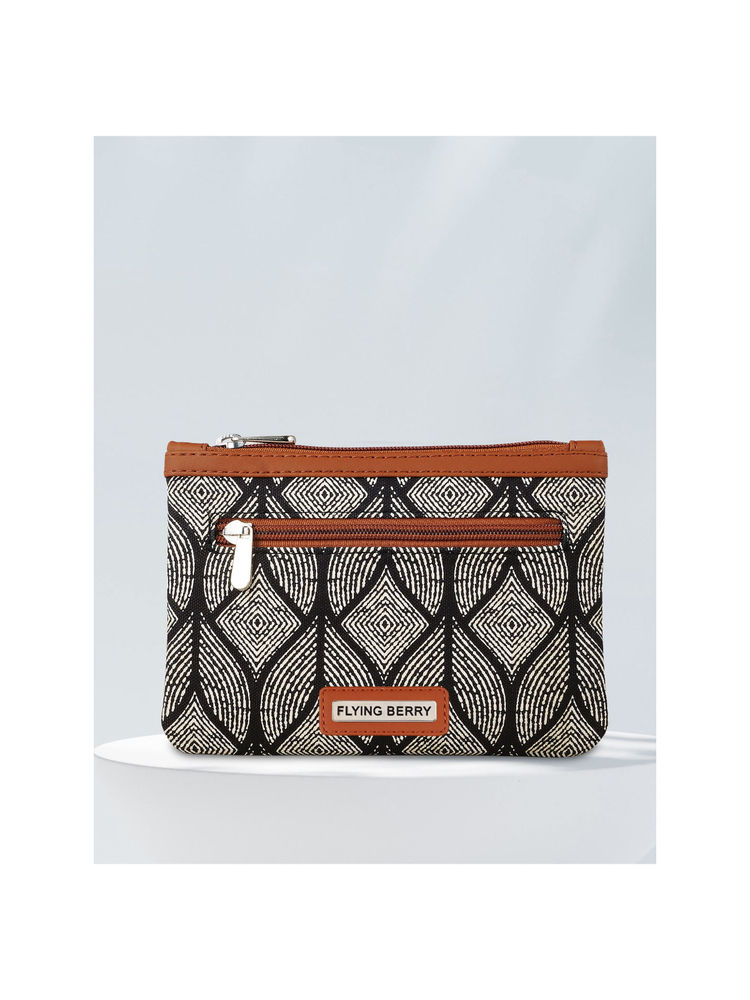 FLYING BERRY Black Printed Handicraft Fabric & Vegan Leather Pouch-picture-12