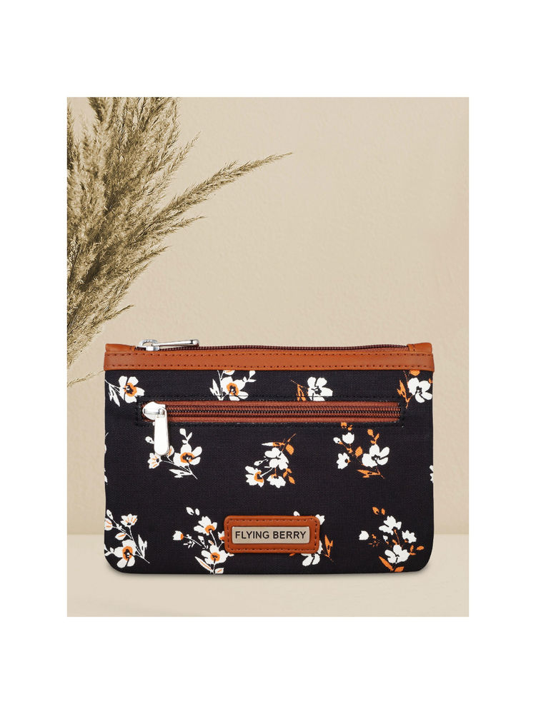 FLYING BERRY Black Printed Handicraft Fabric & Vegan Leather Pouch-picture-26