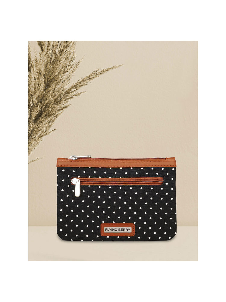 FLYING BERRY Black Printed Handicraft Fabric & Vegan Leather Pouch-picture-26