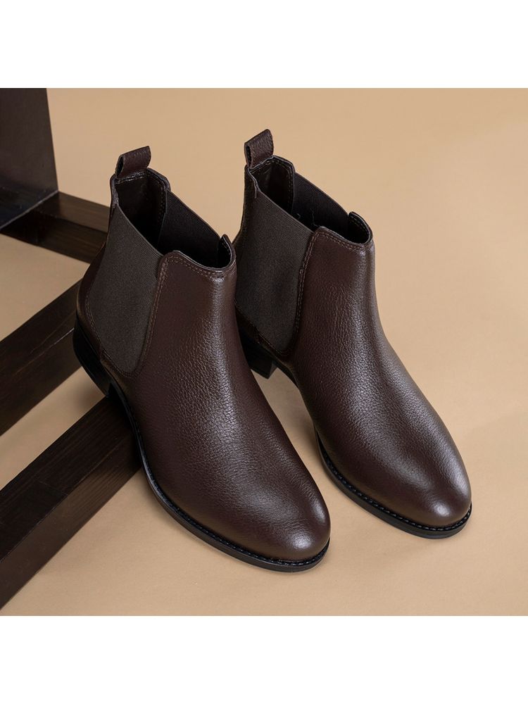 Red Tape Women Solid Brown Chelsea Boots-picture-13