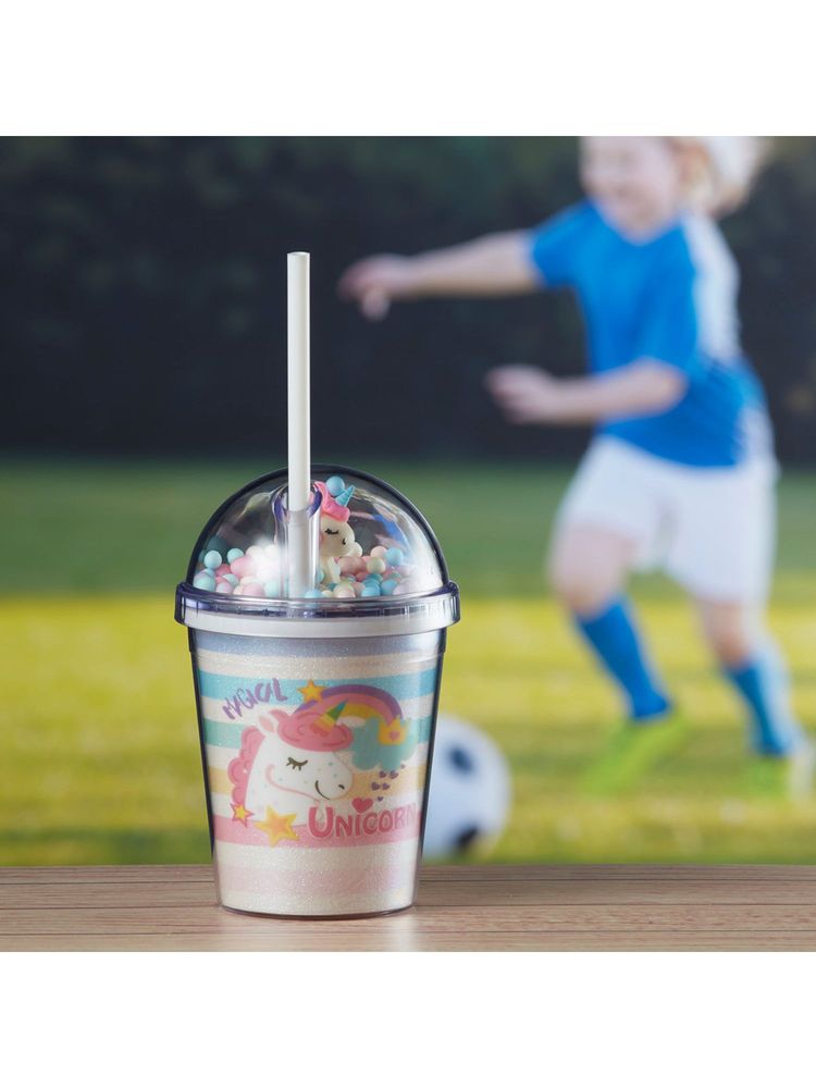 Kookee Multi-Color Acrylic Sipper Frosted with Straw and Lid - 270Ml-picture-0