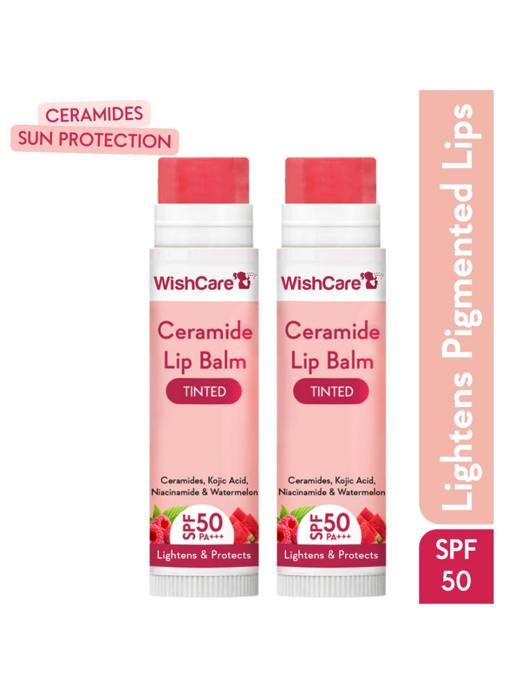 Wishcare Tinted Ceramide Lip Balm Duo With SPF50 + PA+++ Kojic Acid & Niacinamide For Lip Lightening-image-28
