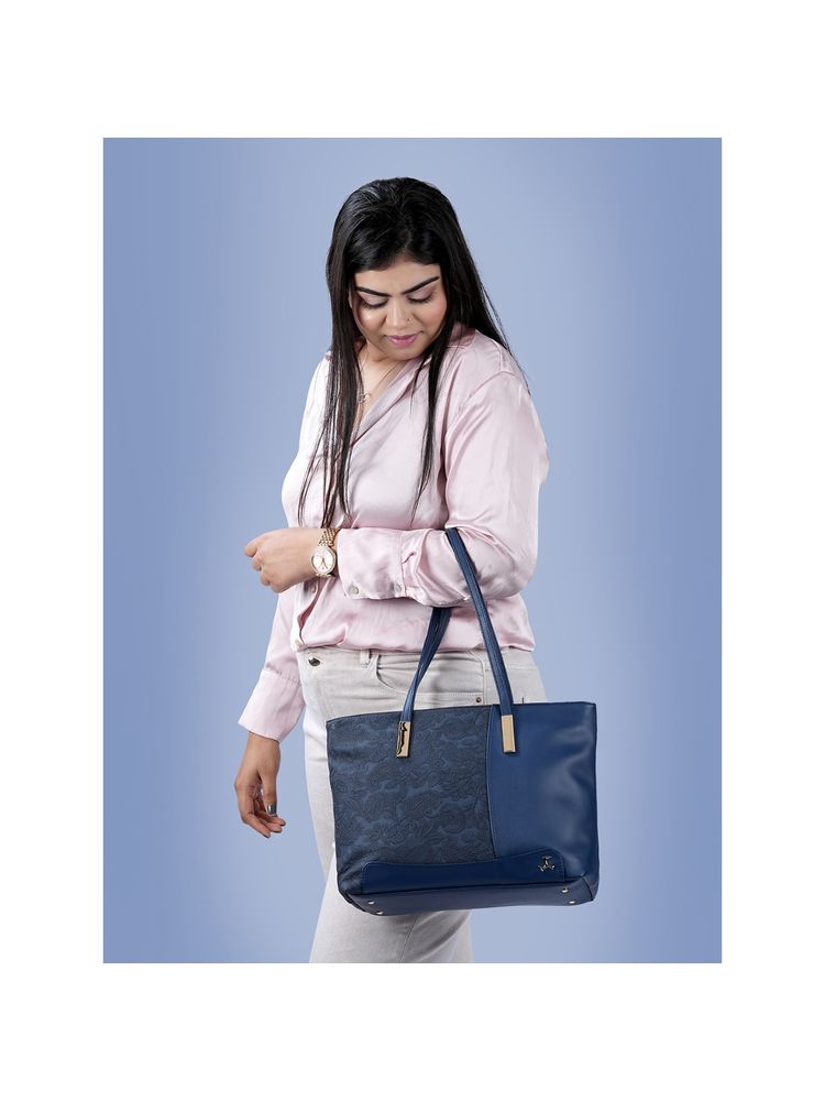 Mochi Textured Blue Tote Bag-picture-34