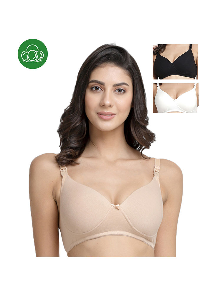 Inner Sense Organic Cotton Antimicrobial Nursing Bra Pack of 3 - Multi-Color-picture-47