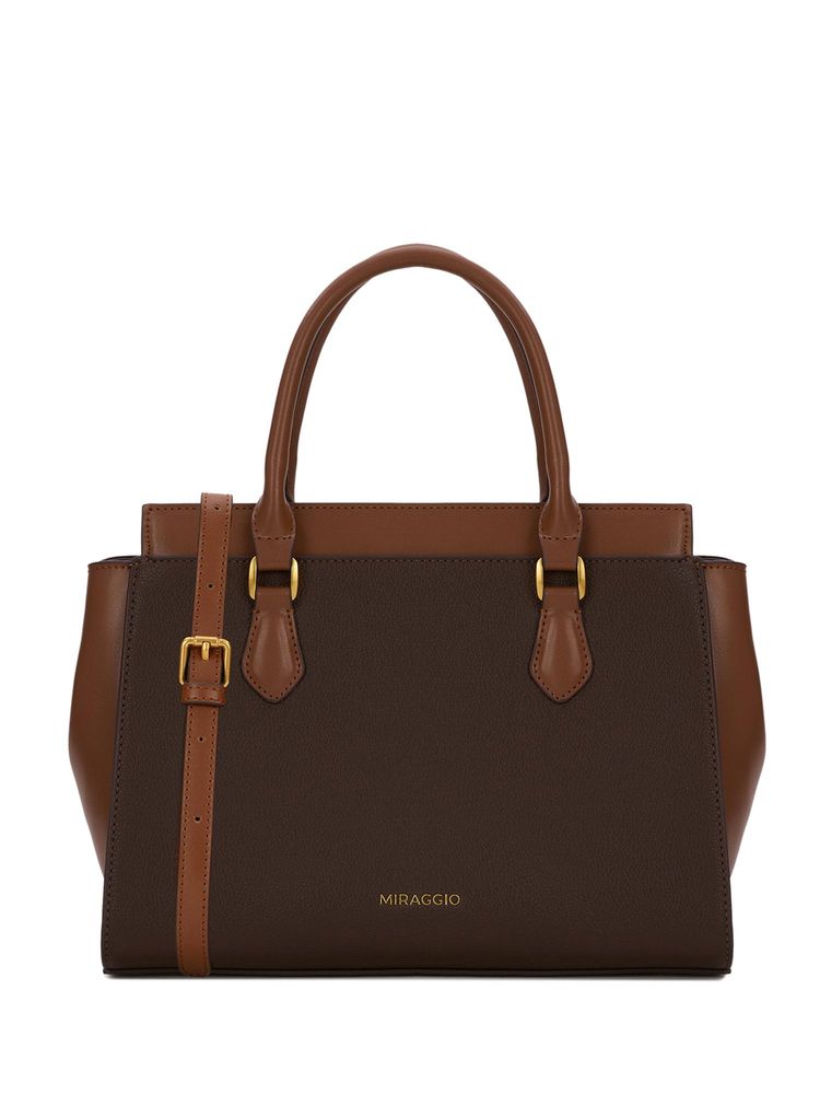 MIRAGGIO Abena Top Handle Satchel Bag with Detachable Strap - Brown (M)-picture-37