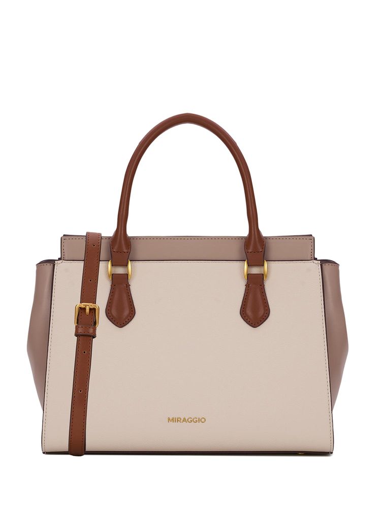 MIRAGGIO Abena Top Handle Satchel Bag with Detachable Strap - Ivory (M)-image-9