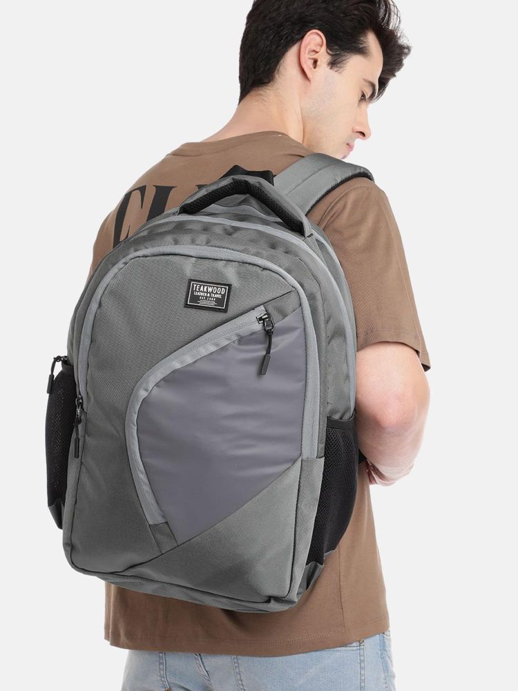 Teakwood Leather Unisex Backpack - Grey-image-4