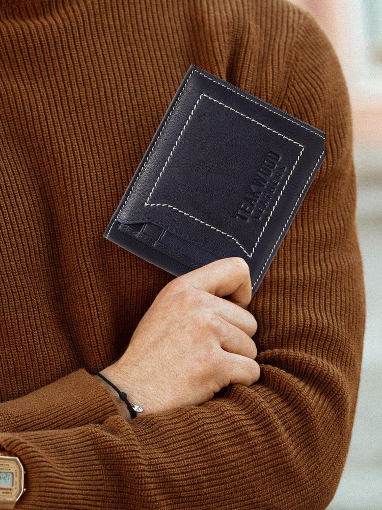 Teakwood Men’s Blue Leather Two-Fold Wallet-picture-27