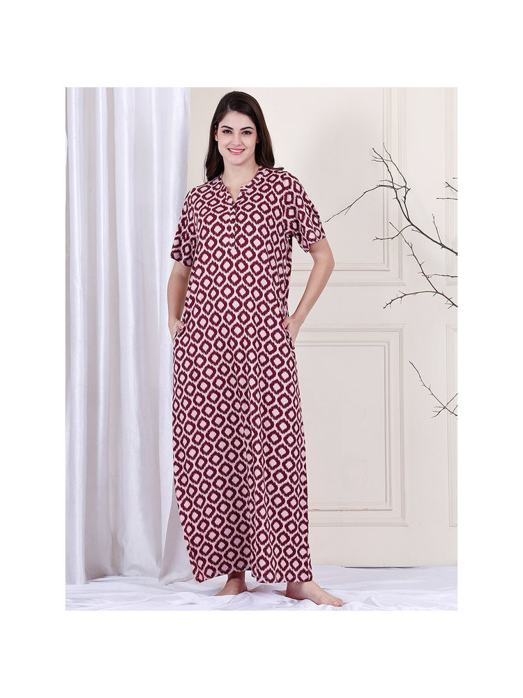 Kanvin Pink Women's Long Nighty-picture-27