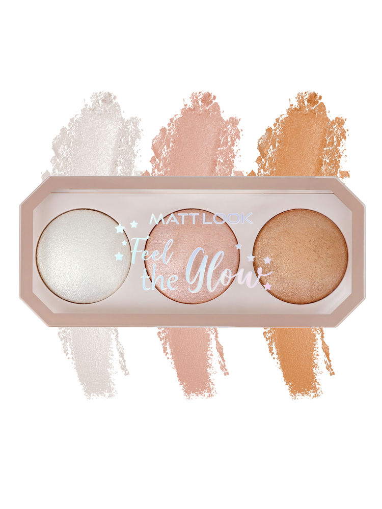 Matt look Feel The Glow Baked Shimmer Highlighter Trio Palette-picture-21