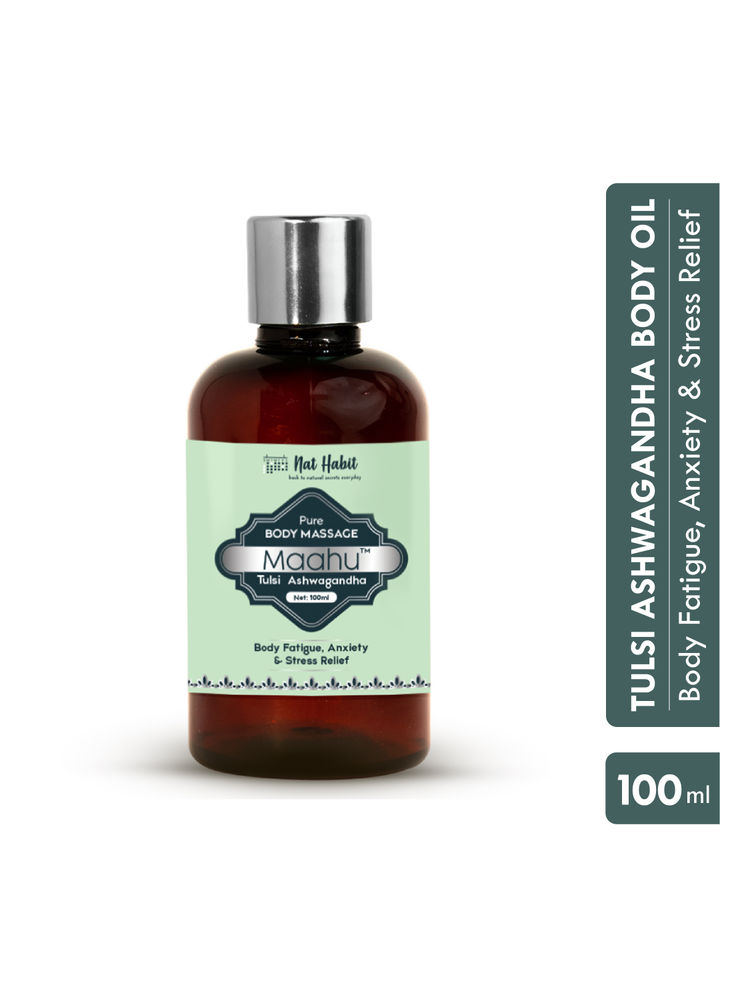 Nat Habit Tulsi Ashwagandha Maahu Ayurvedic Body Massage Oil-picture-26