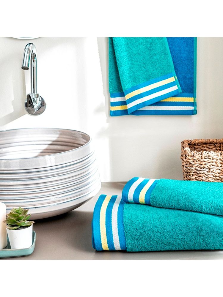 DDecor Live Beautiful, Pack of 2 Hand Towel, GSM - 500, Colour - Blue (2)