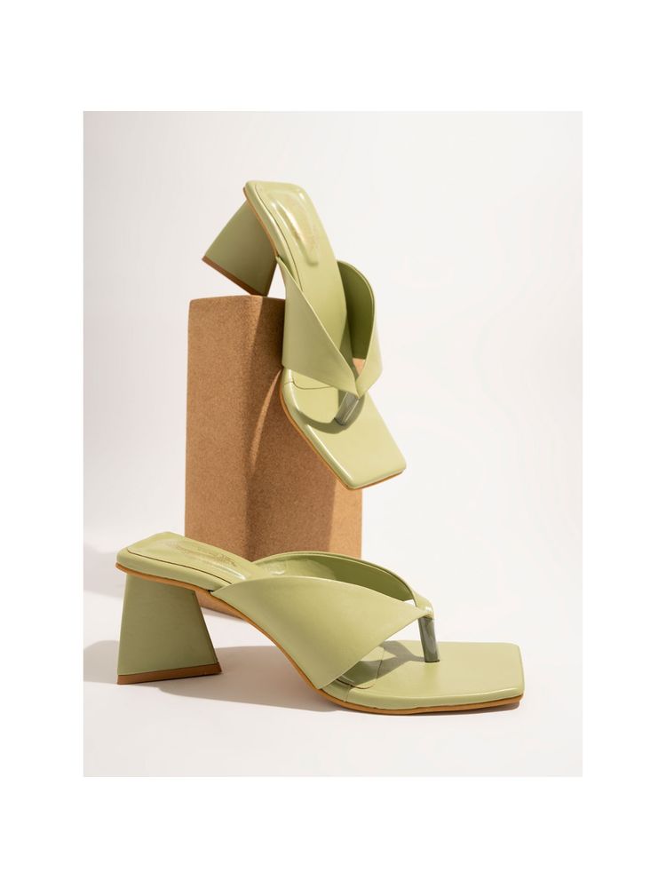 Shoetopia Women Green Solid Heels