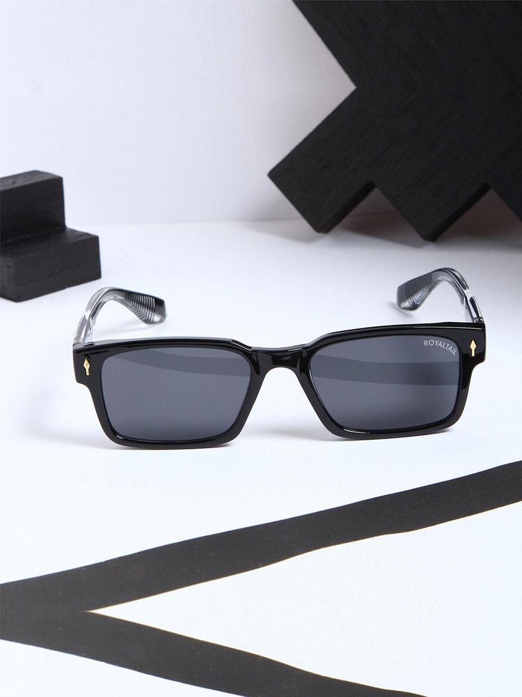 ROYALTAIL UV Protected Clear Colombo Rectangular Full Rim Sunglasses (55)-image-14