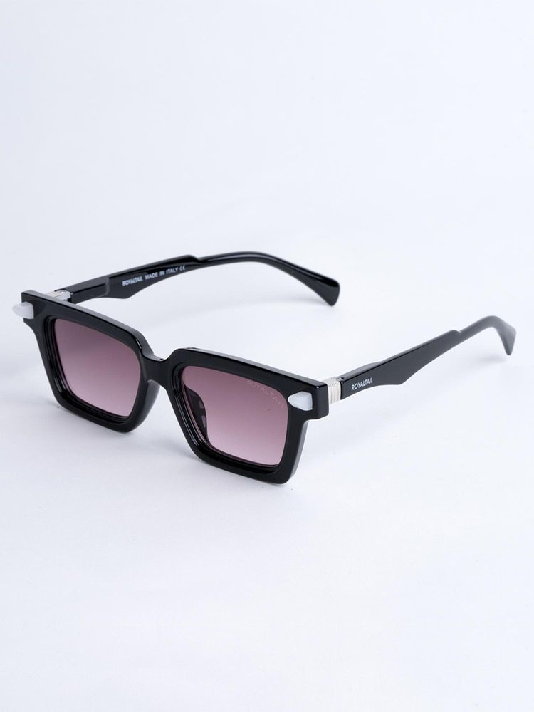 ROYALTAIL Unisex Square Acetate Black UV Protected Full Rim Retro Sunglasses (55)-image-1