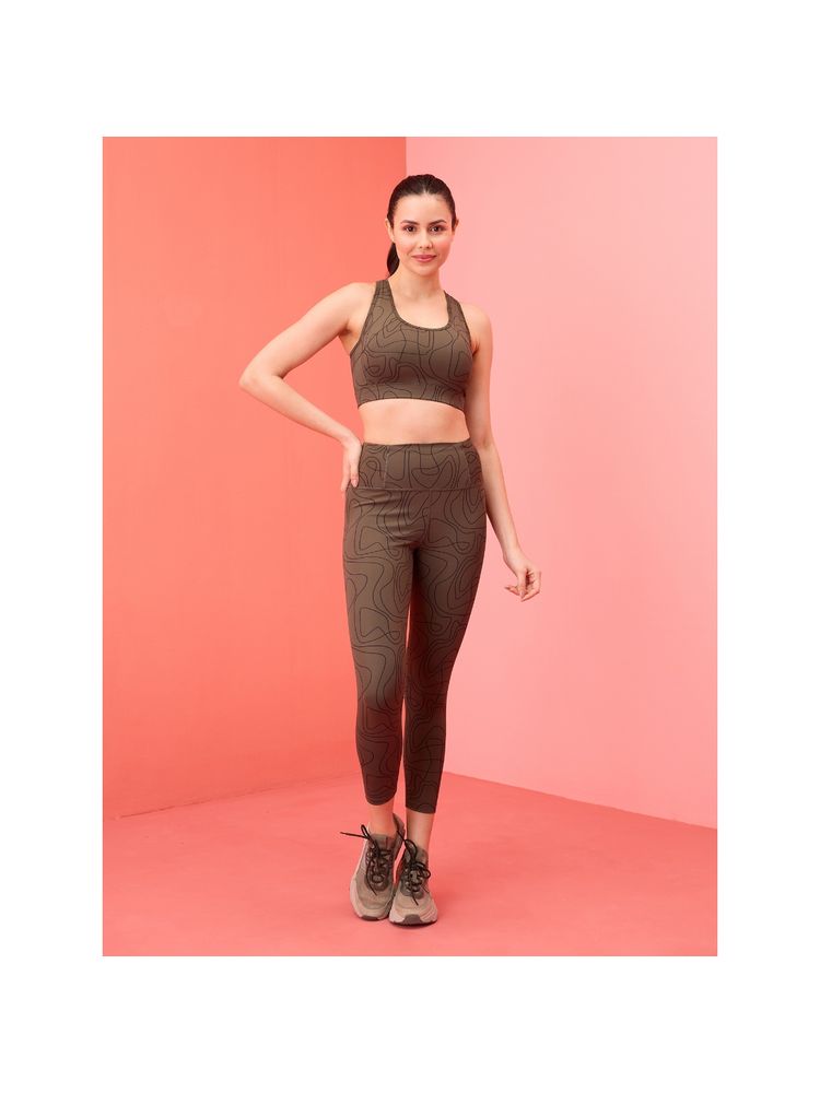 Nykd By Nykaa High Rise Trendsetter Printed Legging-NYK121-Doodle Olive Print-picture-16