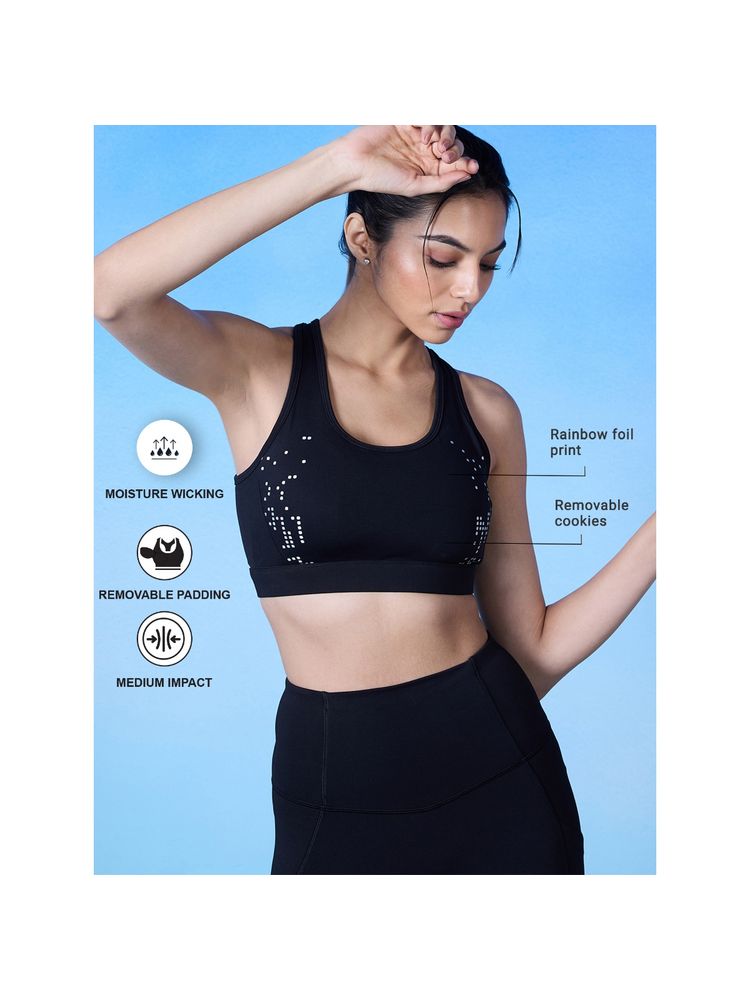 Nykd By Nykaa Full Coverage Sports Bra with Criss-cross Back Opening-NYK298-Jet Black-picture-25