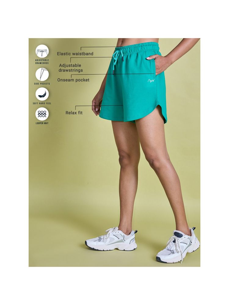 Nykd By Nykaa Knit Terry Shorts -NYLE503-Pepper Green-image-4