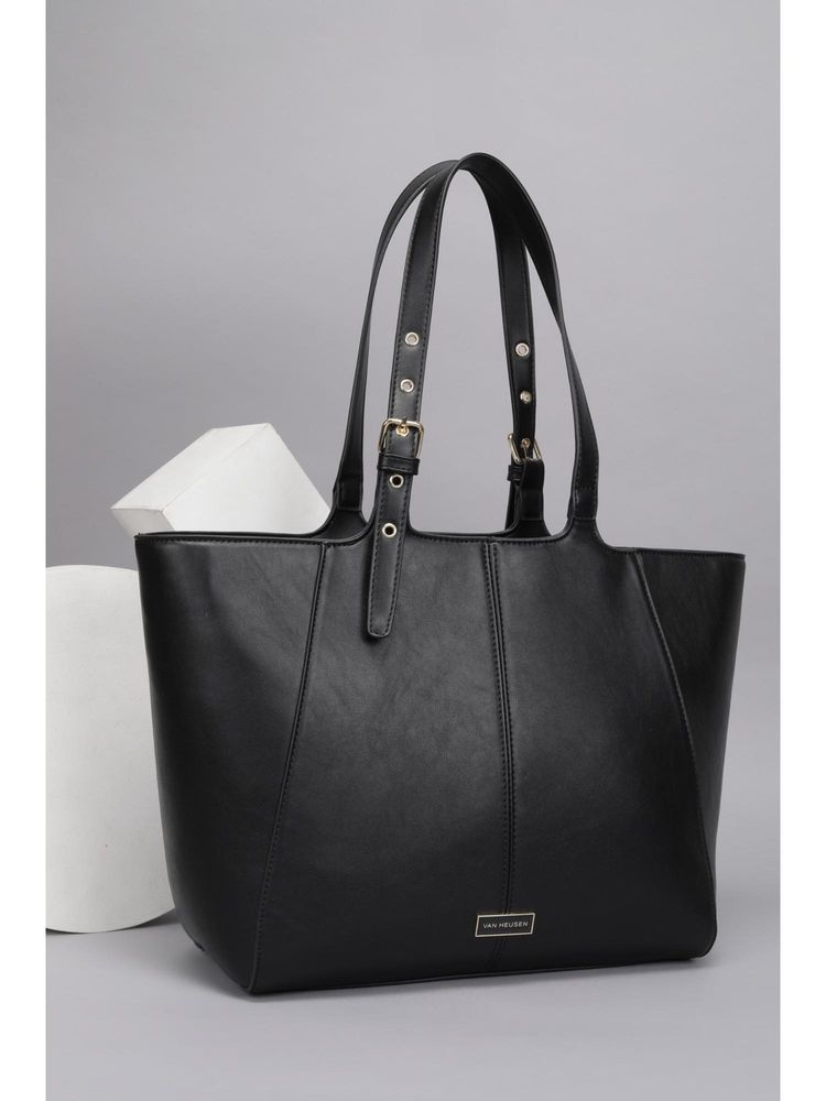 Van Heusen Women Black Solid Casual Handbag-picture-26