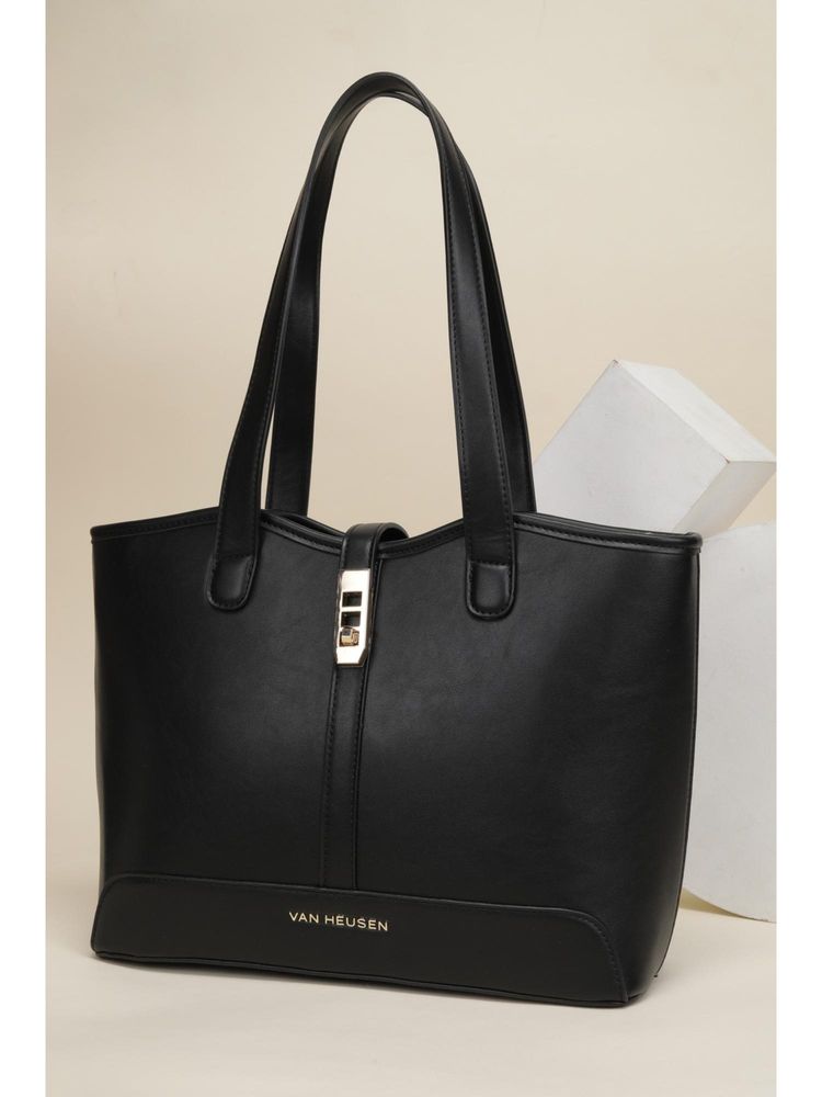 Van Heusen Women Black Solid Casual Handbag-picture-14