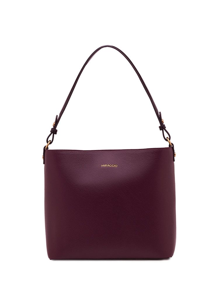 MIRAGGIO Women Wine Solid Handbag (L)-picture-20