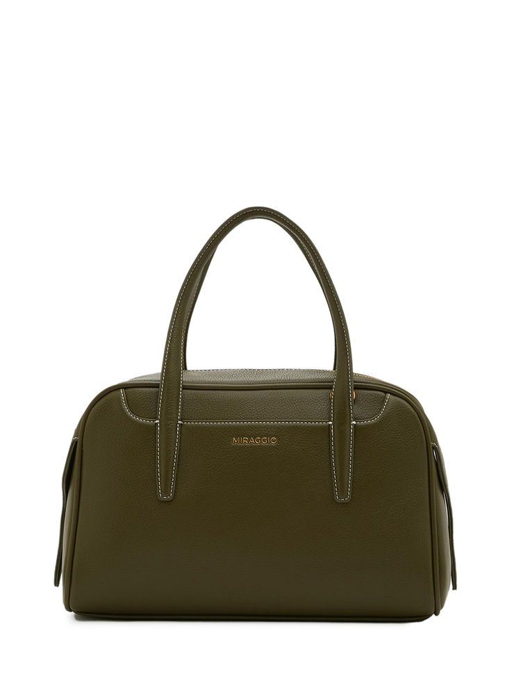 MIRAGGIO Women Lisa Top Handle Green Satchel Bag (M)-picture-11