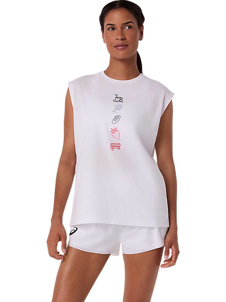 ASICS White Solid Cotton Relaxed Tank Top-picture-21