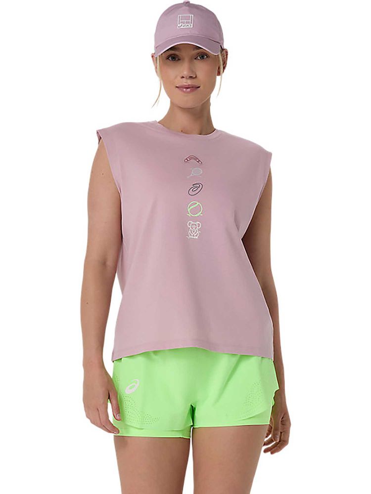 ASICS Pink Solid Cotton Relaxed Tank Top-picture-10