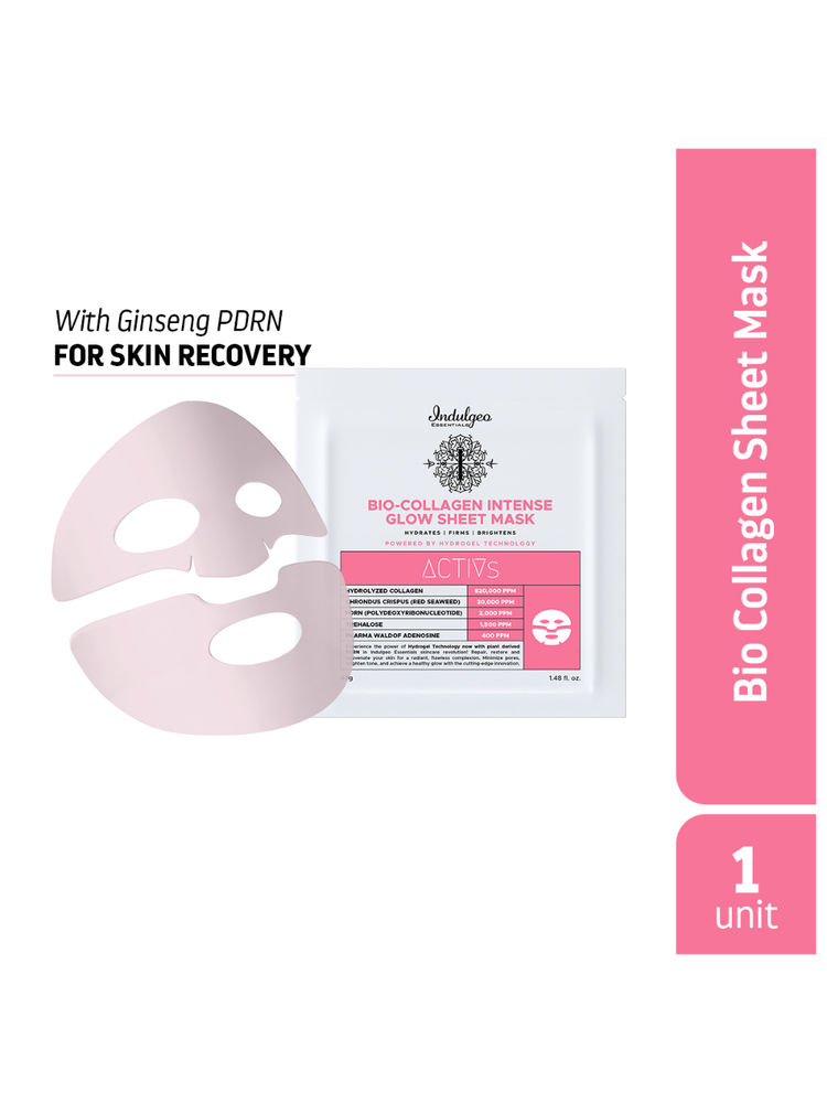 Indulgeo Essentials Ginseng PDRN Enriched Bio Collagen Intense Glow Sheet Mask (44g)-image-40