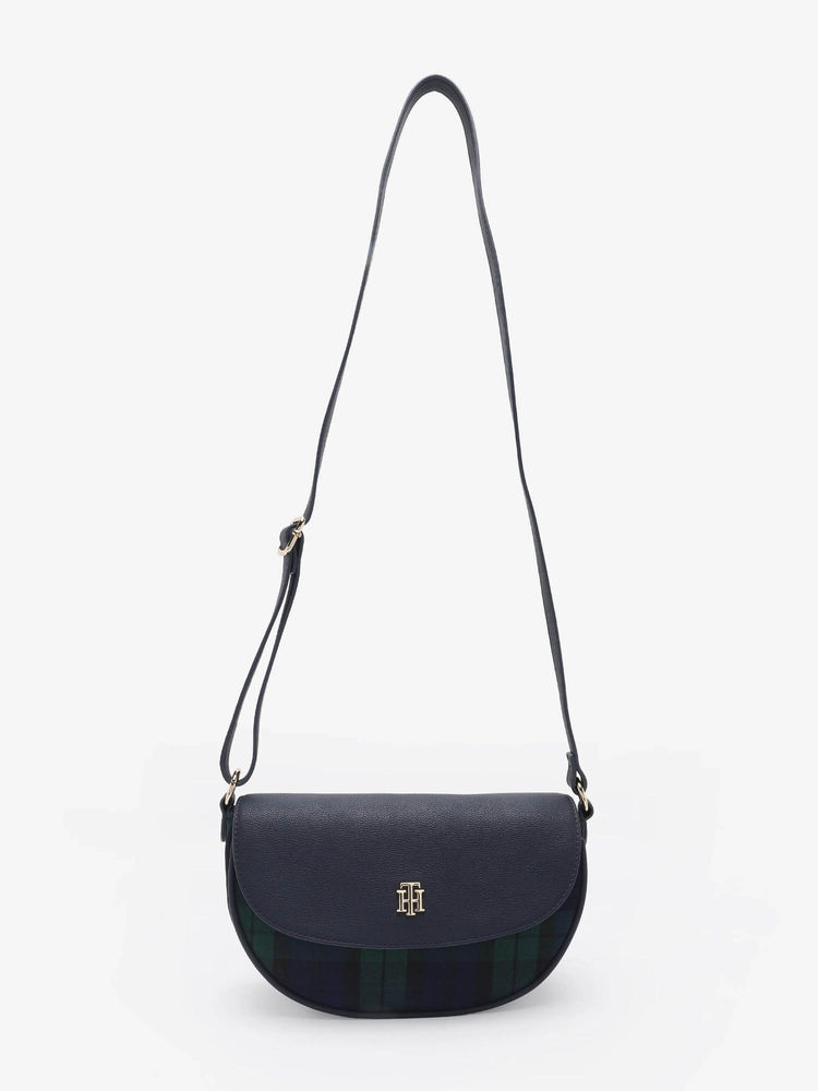 tommy hilfiger accessories Tommy Hilfiger Women Checks Green and Blue Polyester Sling Bag-picture-35