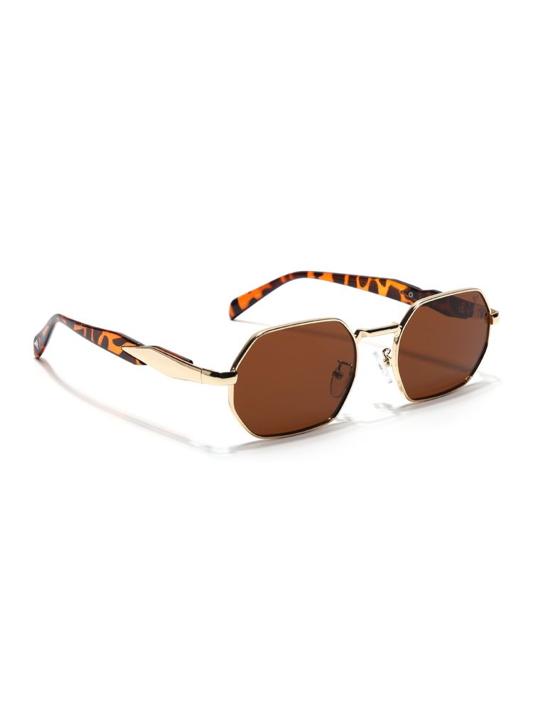 Voyage Unisex Rectangle Brown Lens Gold Frame Sunglasses - MG7388 (56)-picture-32