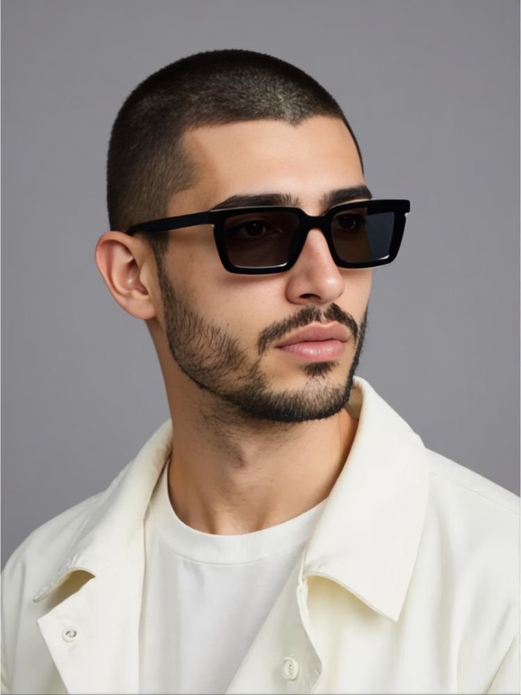 TED SMITH Unisex Rectangle Black Sunglasses With UV Protected Lenses-image-46