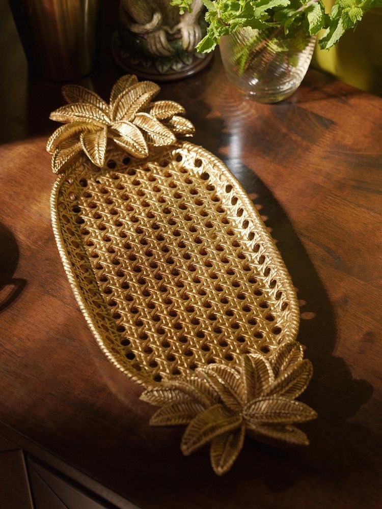 Pure Home + Living Gold Antique Polyresin Pineapple Decorative Platter-image-6