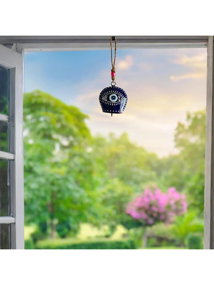JASMEY HOMES Designer Evil Eye Bell For Wall Decor - Blue-picture-0