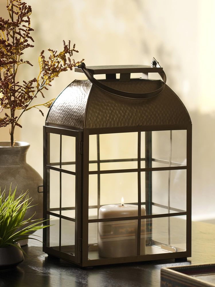 Pure Home + Living Brown Antique Finish Hammered Lantern-image-42
