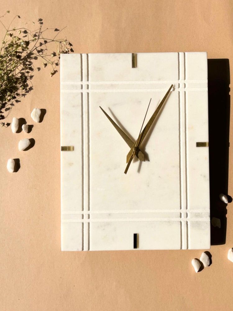 Homearte White Marble Square Shape Wall Clock-picture-21