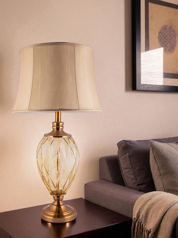Aarvi Decor Gold Glass Decorative Diamond Opulence Table Lamp-image-6