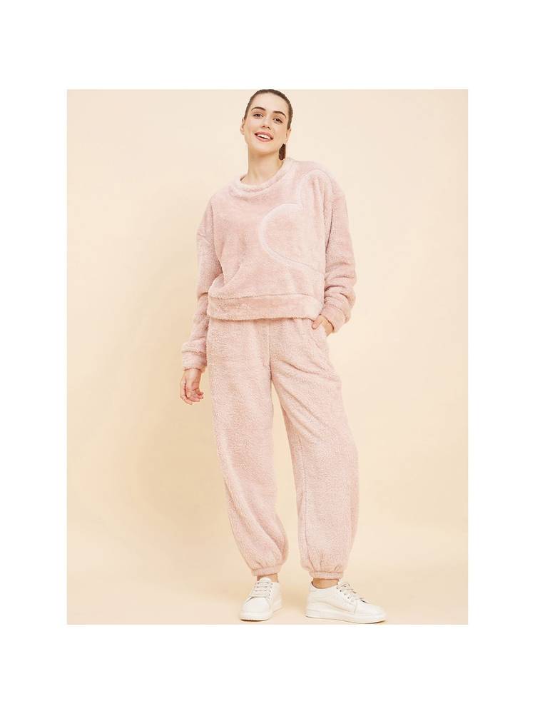 Sweet Dreams Women Solid Track Suit Pink (Set of 2)-picture-13