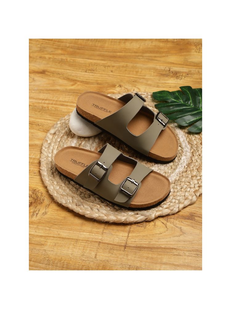 Truffle Collection Olive Solid Flats-image-1