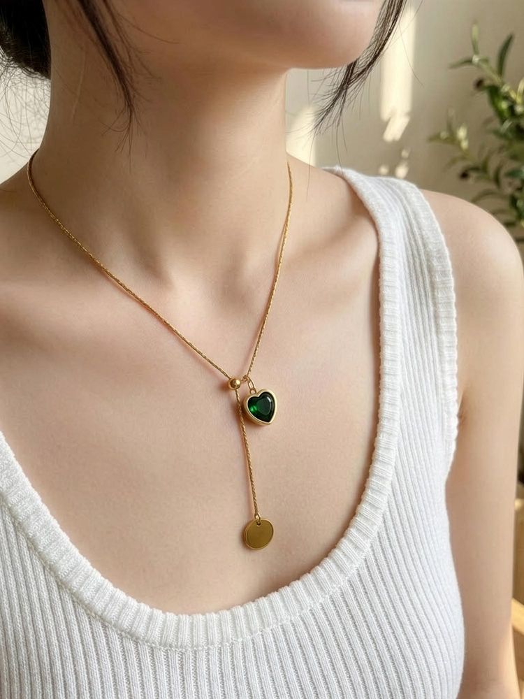 Yellow Chimes Women Royal Green Stone Gold Plated Necklace-picture-41
